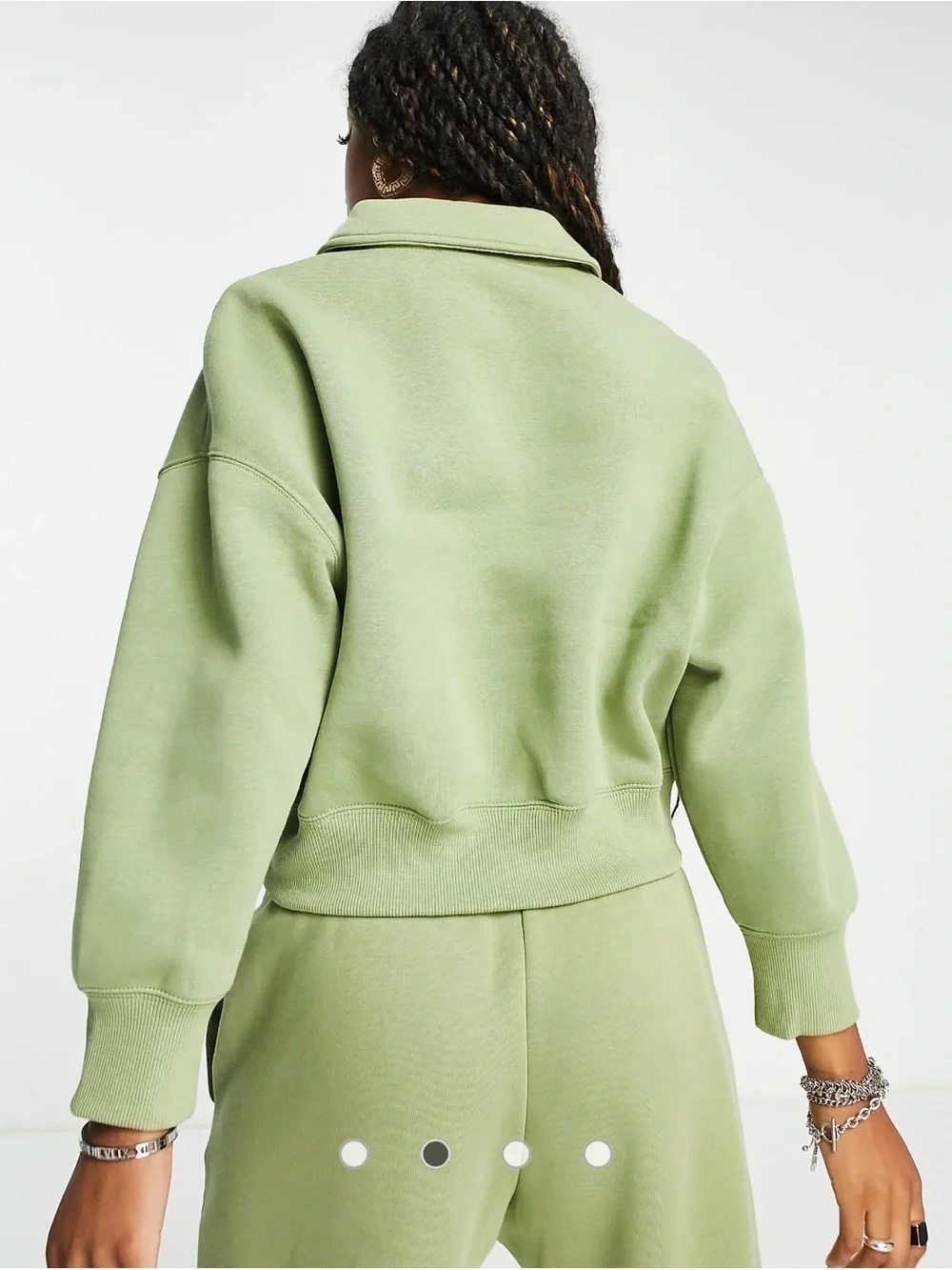 Nike Sportswear Phoenix Fleece Crop Polo Sweatshirt Women's Medium Sage Green